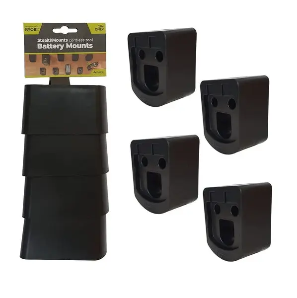 StealthMounts Power Tool Battery Holders Black BM-RY18-4 Secure Storage