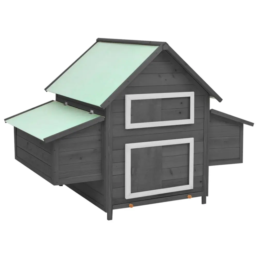 Stylishken Coop Gray and White Solid Firwood Chicken Coop 59.1x37.7x43.3 Inches