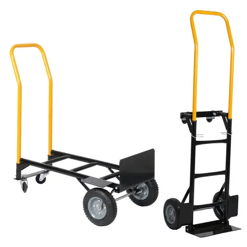 Hand Truck Dual Purpose 2 Wheel Dolly Cart And 4 Wheel Push Cart Handle qdxfl