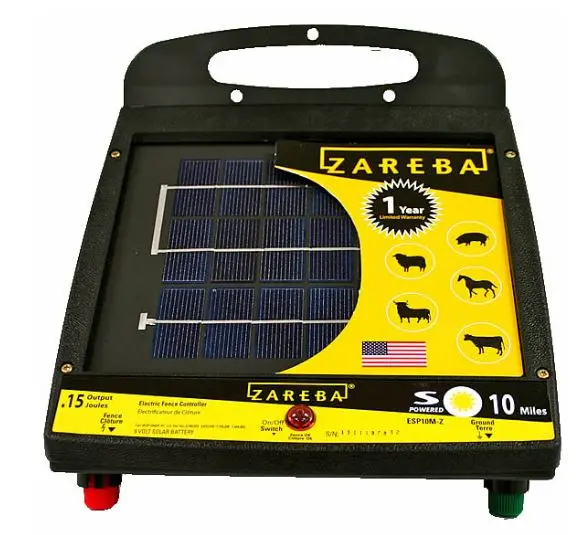 Zareba ESP10M-Z 10 Mile Solar Low Impedance Fence Charger Electric Fencing