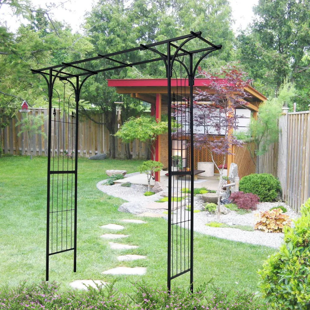 Metal Garden Arch Garden Arbor Trellis Climbing Plants Substantial Arch w-s industry