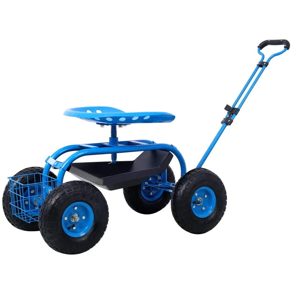 Rolling Garden Scooter Cart Wheels and Tool Tray 360 Degree Mobility g-h