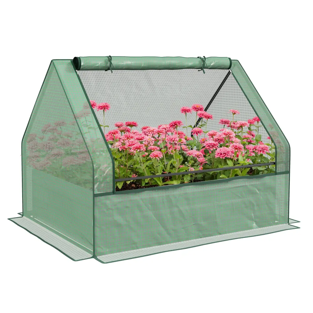 Outsunny Raised Garden Bed Mini Greenhouse Galvanized Outdoor Planter aosom business