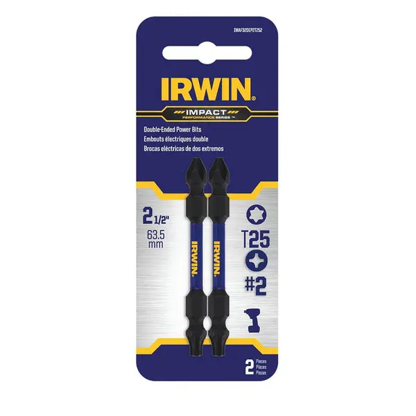 Irwin IWAF32DEP2T252 Double Ended Screwdriver Bits #T25 X 2-1/2 Inches