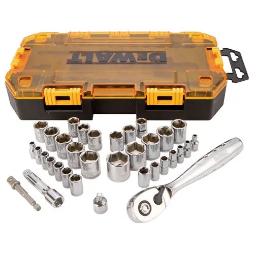 DeWalt Chrome Vanadium Steel 1/4 & 3/8 Drive Socket Set 34-Piece Mechanics