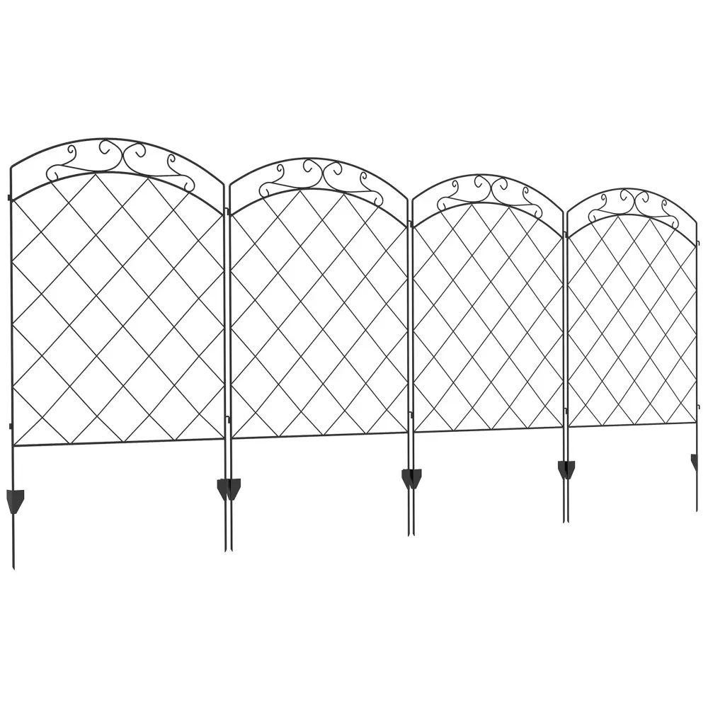 Outsunny Garden Fence 4 Pack Steel Fence Panels 11.4' L X 43" H Rustproof aosom business